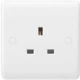 Knightsbridge Curved Edge 13A 1-Gang Unswitched Plug Socket White