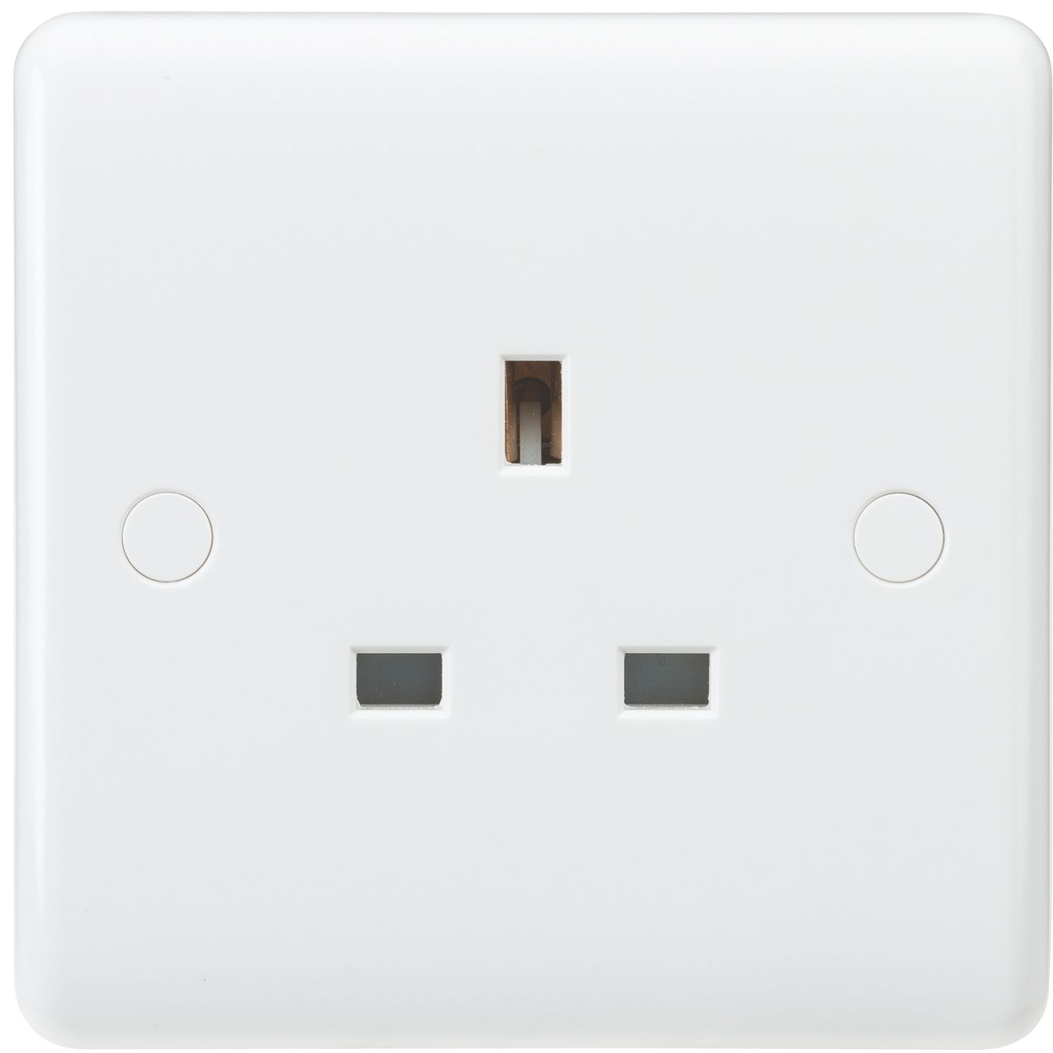 Knightsbridge Curved Edge 13A 1-Gang Unswitched Plug Socket White (533YA)