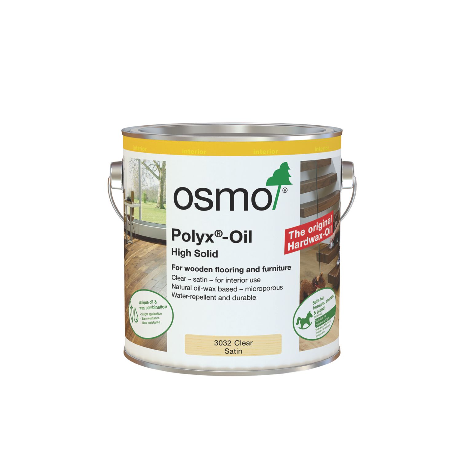 Osmo 2.5Ltr Clear Satin Solvent-Based Interior Wood Finishing Oil (533YM)