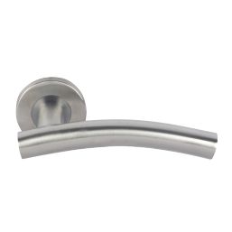 Eurospec  Fire Rated Arched Lever on Rose Pair Satin Stainless Steel
