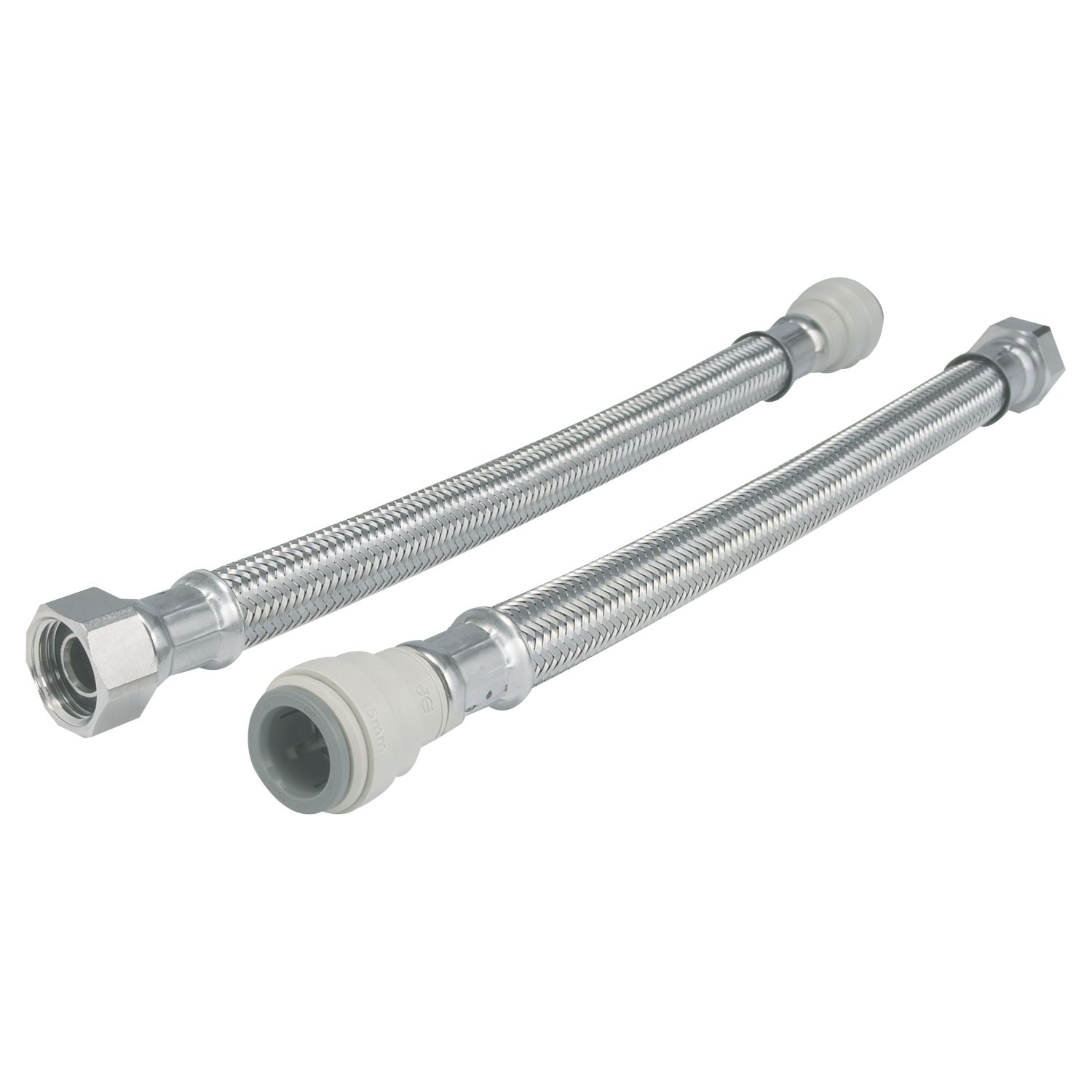 JG Speedfit Push-Fit Flexible Tap Connector Hoses 15mm x 3/4" x 500mm 2 Pack (5349G)