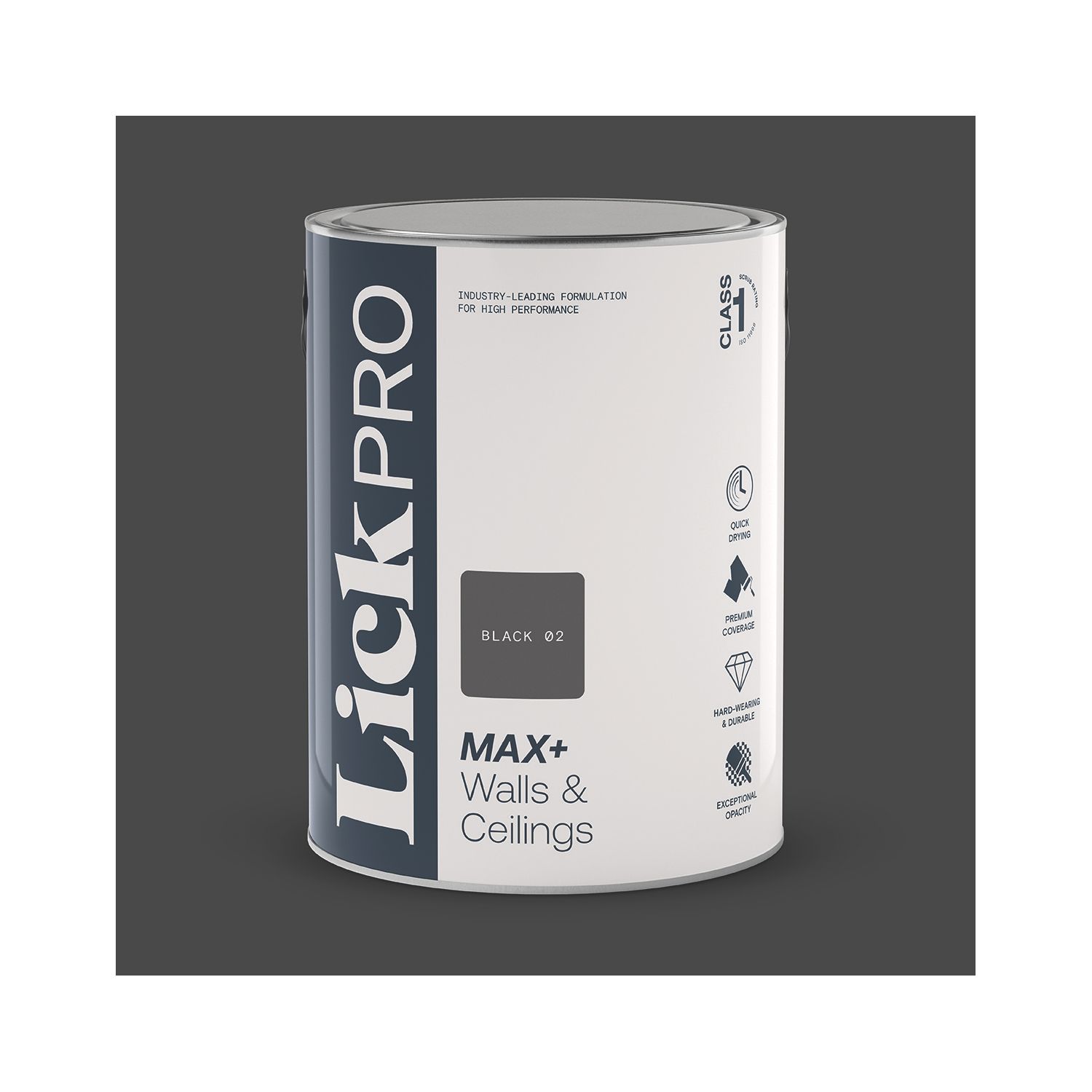 LickPro Max+ 5Ltr Black 02 Eggshell Emulsion Paint (534JY)