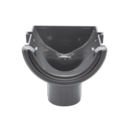 FloPlast  uPVC Round Stop End Outlet Anthracite Grey 112mm x 68mm