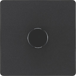 British General Evolve 1-Gang 2-Way LED Trailing Edge Single Push Dimmer Switch with Rotary Control  Matt Black with Black Inserts