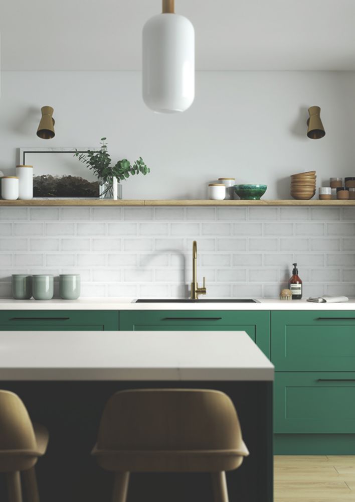 Splashwall  White Crackle Tile Alloy Splashback 2440mm x 600mm x 4mm