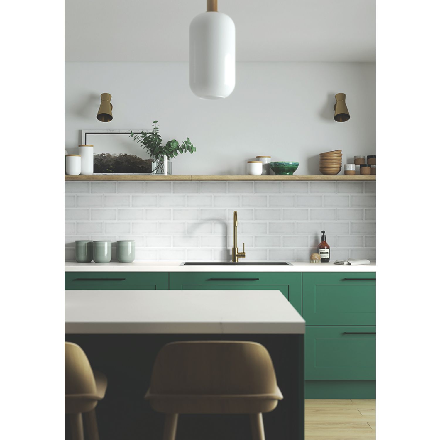Splashwall White Crackle Tile Alloy Splashback 2440mm x 600mm x 4mm (534RJ)