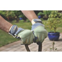 ClipGlove Shock Absorber  Womens Synthetic Leather Gardening Gloves Blue / Mint Small
