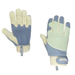 ClipGlove Shock Absorber  Womens Synthetic Leather Gardening Gloves Blue / Mint Small