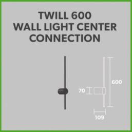4lite Twill LED Wall Light w/ Centre Connection Black 12W 1200lm