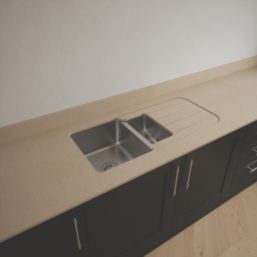 Metis  Sand Kitchen Worktop with 1.5 Bowl Stainless Steel Sink 3050mm x 620mm x 15mm