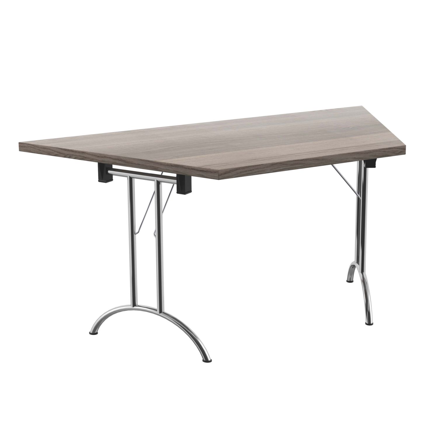 TC Group One Union Trapezoidal Folding Table Grey Oak/Silver 1600mm x 800mm (535TT)