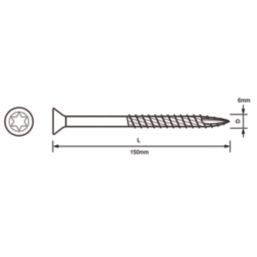 Turbo TX  TX Double-Countersunk  Multipurpose Screws 6mm x 150mm 50 Pack