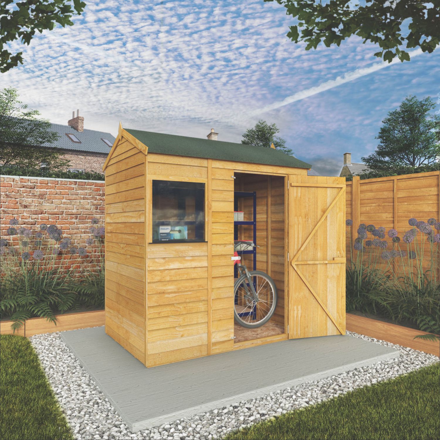 Mercia 6' x 4' (Nominal) Reverse Apex Overlap Timber Shed (535YL)