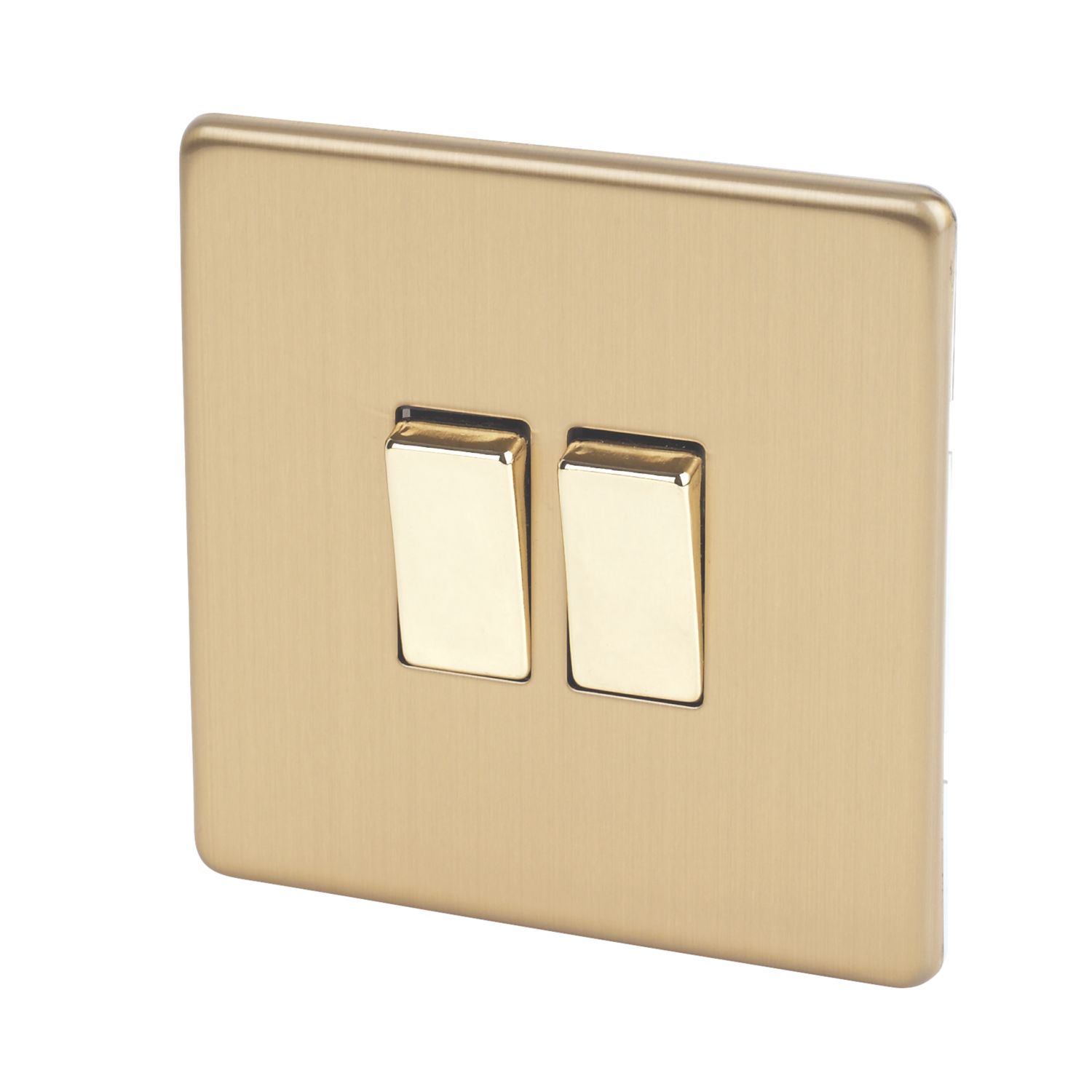 Varilight 10AX 2-Gang 2-Way Light Switch Brushed Brass (5362H)