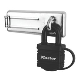 Master Lock Hasp & Staple with Padlock Black 110mm