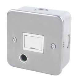 Essentials  13A Unswitched Metal Clad Fused Spur & Flex Outlet   with White Inserts