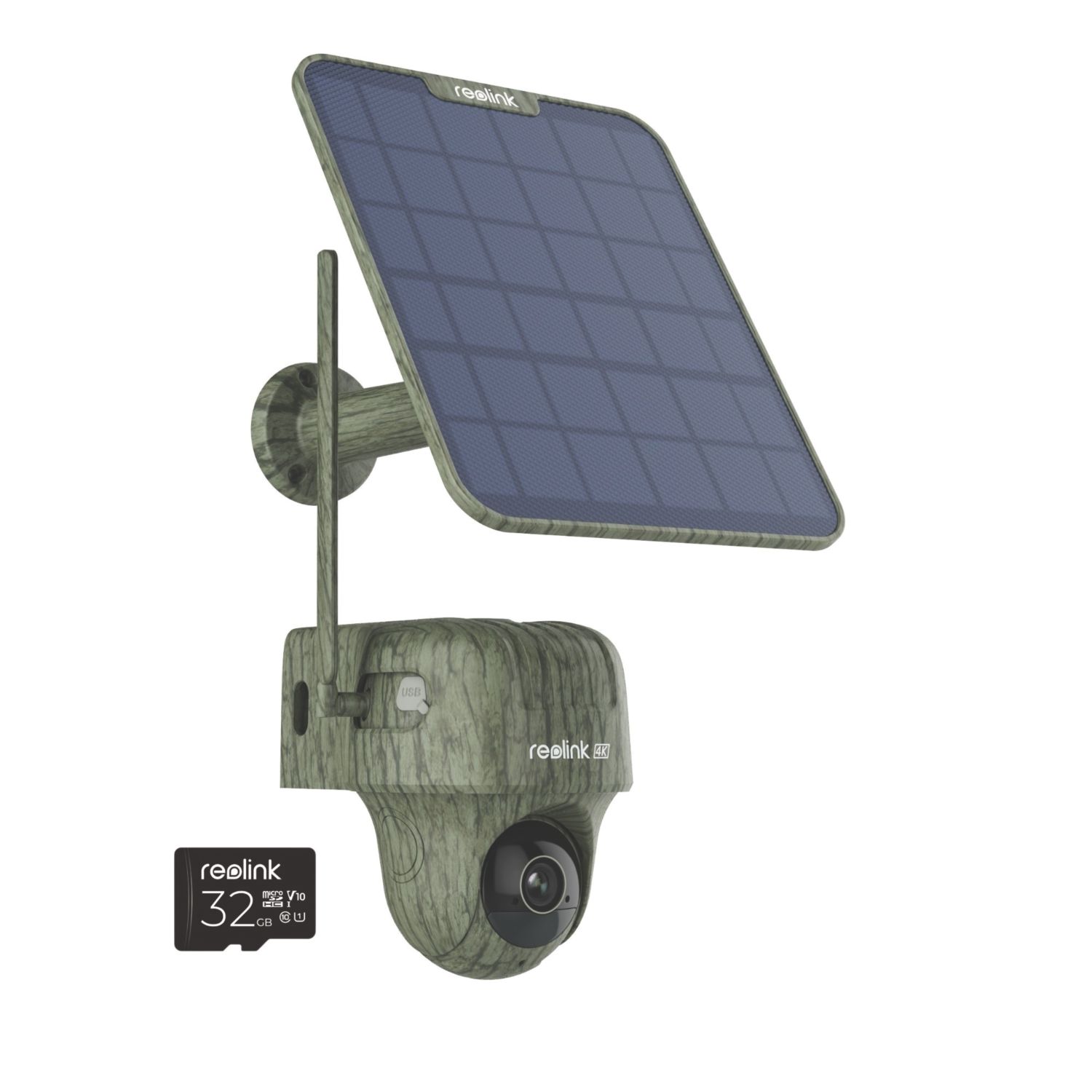 Reolink G450 Ranger Solar-Powered Black & Green Wired or Wireless 4K Indoor & Outdoor Cylinder Security Camera (536AK)