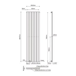Flomasta  1800mm x 480mm 3339BTU White Vertical Designer Radiator