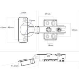 Eclipse 99016 Steel 105° Concealed Hinges 64mm 2 Pack