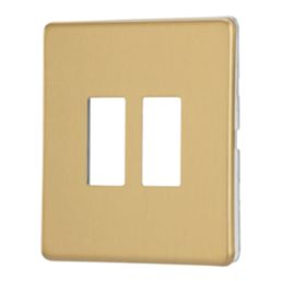 Contactum Lyric 2-Module Grid Faceplate Brushed Brass