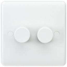 Knightsbridge Curved Edge 2-Gang 2-Way LED Leading Edge Dimmer  White