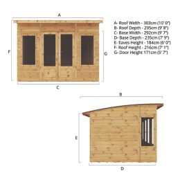 Mercia Helios  9' 6" x 7' 6" (Nominal) Pent Timber Summerhouse