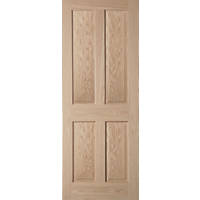 Jeld-Wen Oregon Unfinished Oak Veneer Wooden 4-Panel Internal Door 1981 x 762mm