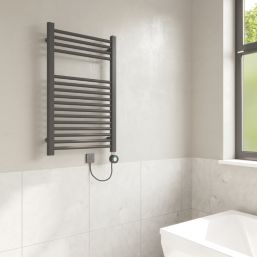 Flomasta 800mm x 500mm 853BTU Black Flat Electric Towel Radiator