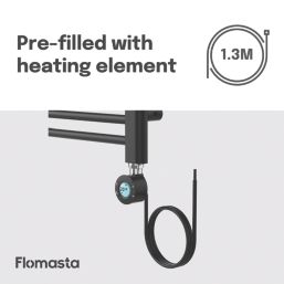 Flomasta 800mm x 500mm 853BTU Black Flat Electric Towel Radiator