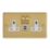Varilight  13A 2-Gang SP Switched Socket + 3A 45W 2-Outlet Type C USB Charger Polished Brass with White Inserts