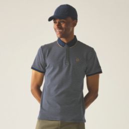 Regatta Tiver Polo Shirt Navy / Stone White Stripe X Large 46.4" Chest