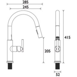 Bristan Jule  Pull-Out Kitchen Tap Chrome-Plated