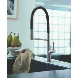 Clearwater Alasia Pull-Off Twin Spray Head Tap Brushed Nickel PVD