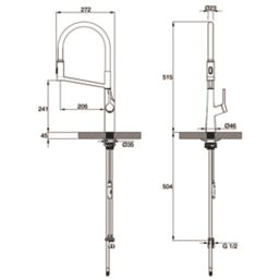 Clearwater Alasia Pull-Off Twin Spray Head Tap Brushed Nickel PVD