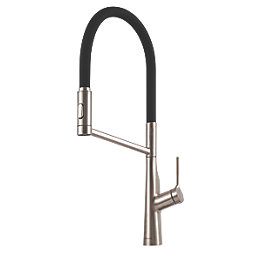 Clearwater Alasia Pull-Off Twin Spray Head Tap Brushed Nickel PVD