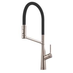Clearwater Alasia Pull-Off Twin Spray Head Tap Brushed Nickel PVD