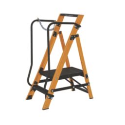 Werner Fibreglass 1.28m 2 Step Platform Step Ladder With Handrail
