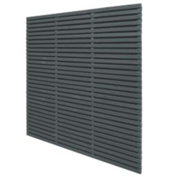 Forest  Double-Slatted  Garden Fence Panel Anthracite Grey 6' x 6' Pack of 4
