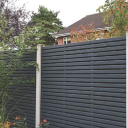 Forest  Double-Slatted  Fence Panels Anthracite Grey 6' x 6' Pack of 4