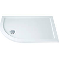 Essentials Offset Quadrant Shower Tray with 90mm Fast Flow Waste Left-Hand White 900 x 760 x 40mm