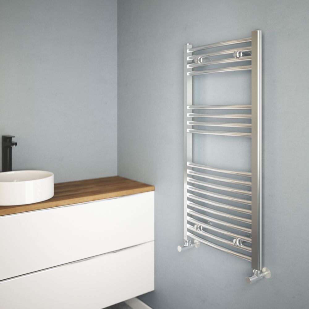 Flomasta Curved Towel Radiator 1000mm x 500mm Chrome 985BTU Screwfix