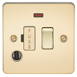 Knightsbridge  13A Switched Fused Spur & Flex Outlet with LED Polished Brass