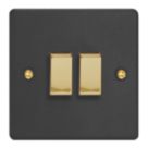 Varilight  10A 2-Gang 2-Way Light Switch  Matt Black with Colour-Matched Inserts