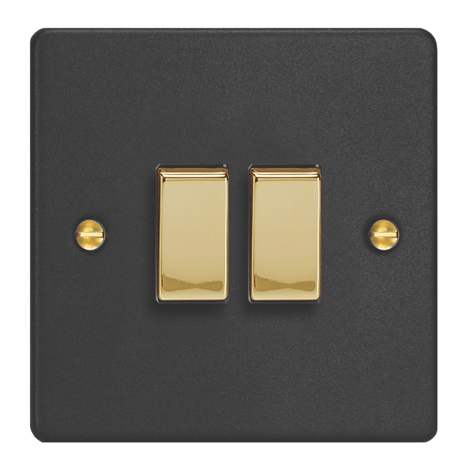 Varilight 10A 2-Gang 2-Way Light Switch Matt Black with Colour-Matched Inserts (537YT)