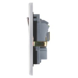 Schneider Electric Ultimate Low Profile 13A 2-Gang SP Switched Plug Socket Polished Chrome  with Black Inserts