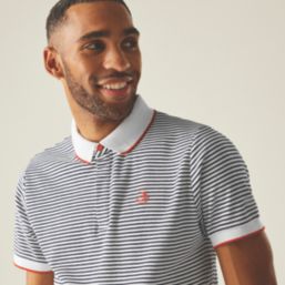 Regatta Tiver Polo Shirt White / Navy Stripe Small 37.7" Chest