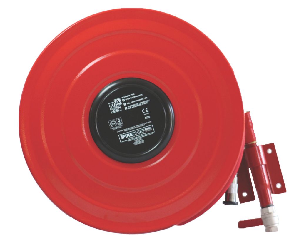 Firechief Swing Automatic Fire Hose Reel 30m x 3/4" (19mm) Red Screwfix