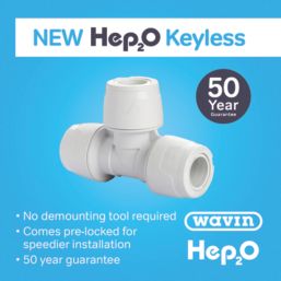 Hep2O  Plastic Push-Fit Equal Keyless Tee 15mm 10 Pack
