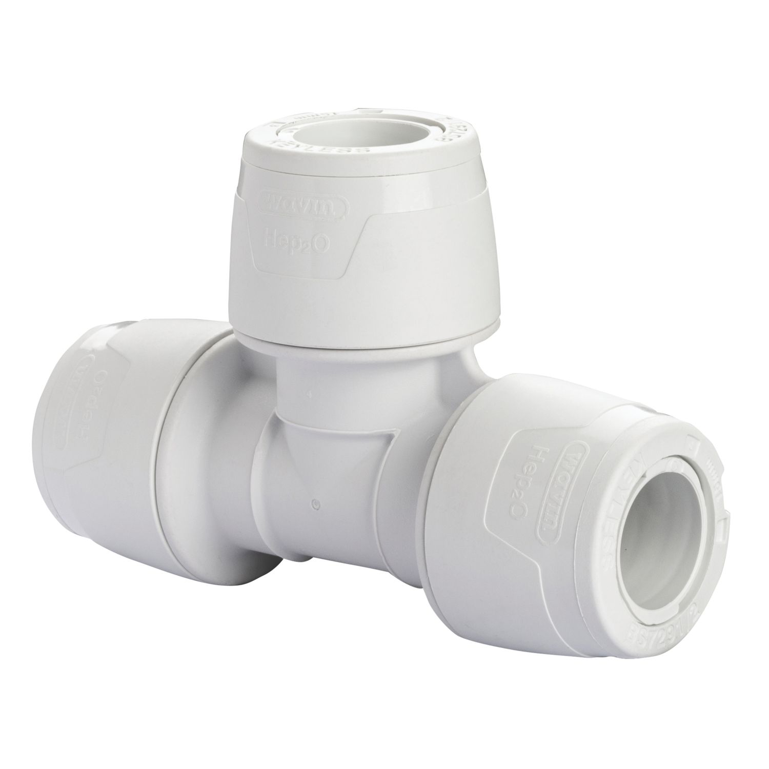 Hep2O Plastic Push-Fit Equal Keyless Tee 15mm 10 Pack (538RE)