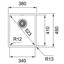 Franke Bari 1 Bowl  Brushed Stainless Steel Kitchen Sink 380mm x 450mm